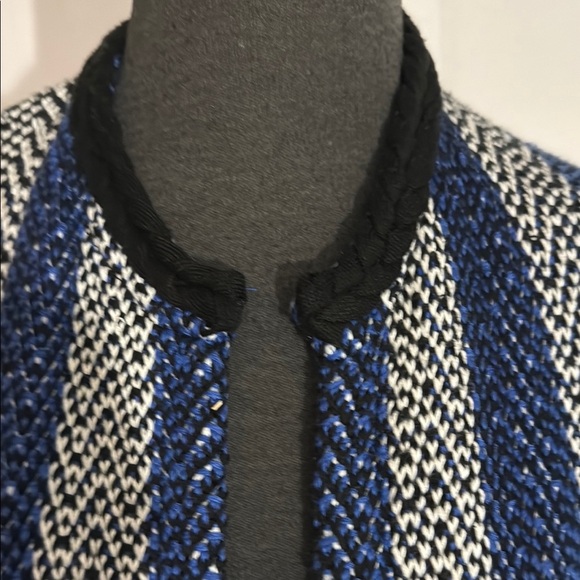 Verve Ami Black, White and Blue Striped Sweater Coat. Size S. - Picture 2 of 12